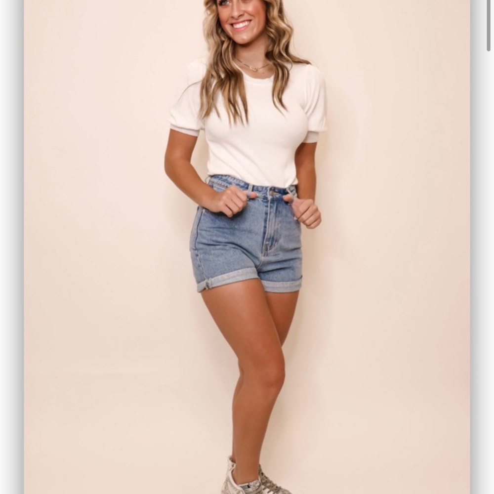 Denim high waisted shorts